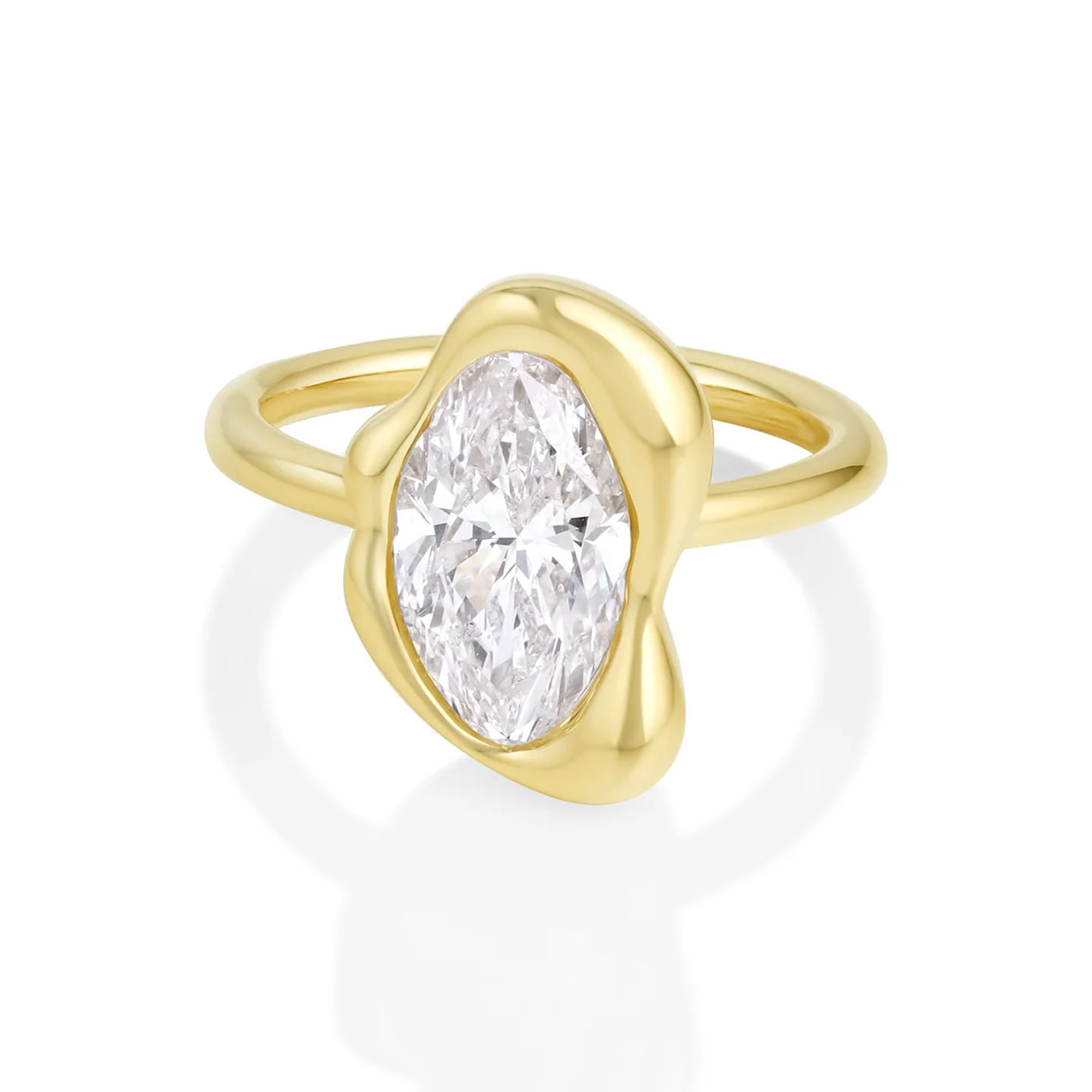 5ct Abstract Bezel Setting Oval Cut White Sapphire Engagement Ring