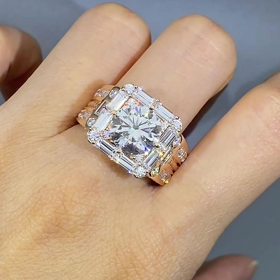 5ct Round Cut White Sapphire Men's Engagement Ring