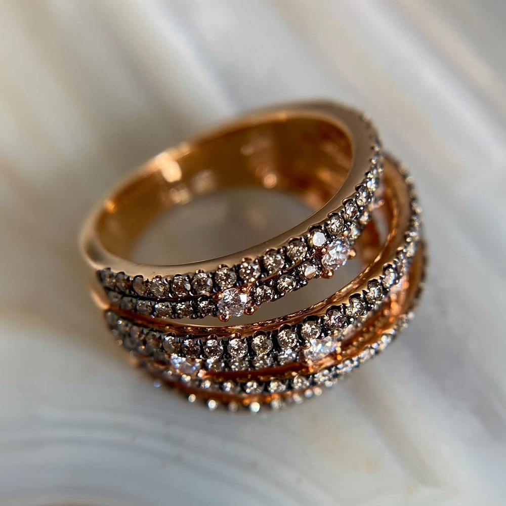 Round Cut White Sapphire Woven Wedding Band