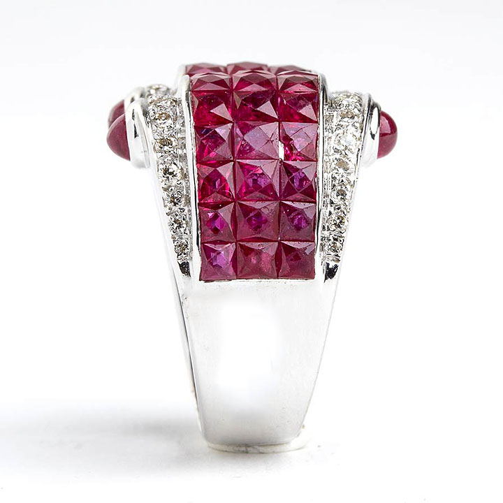 10.35ct Open Design Princess Cut Ruby Sapphire Wedding Band