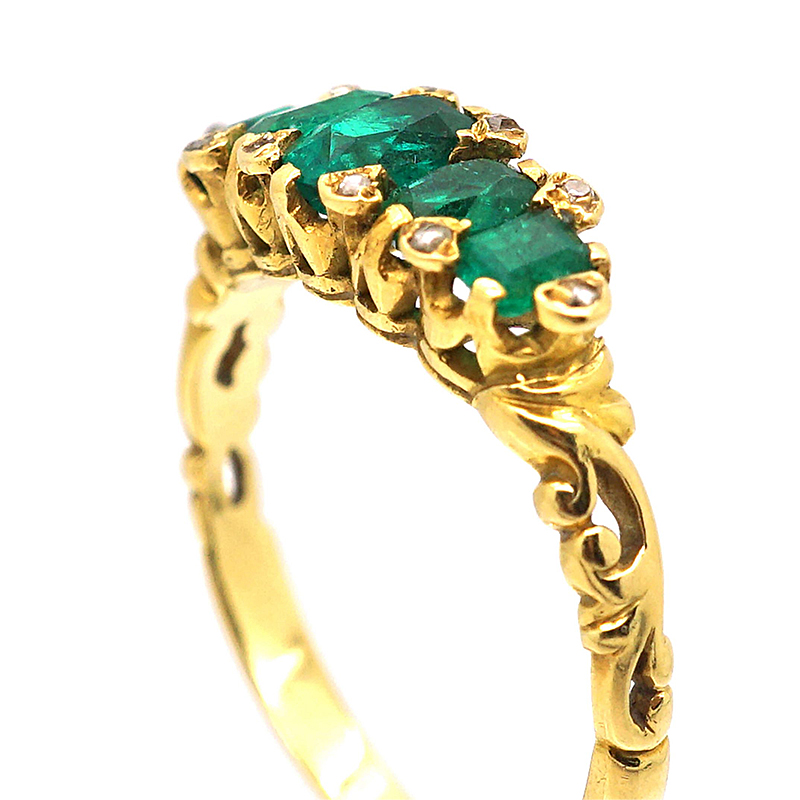 Vintage-Inspired 5-Stone Oval & Emerald Cut Half-Hoop Ring