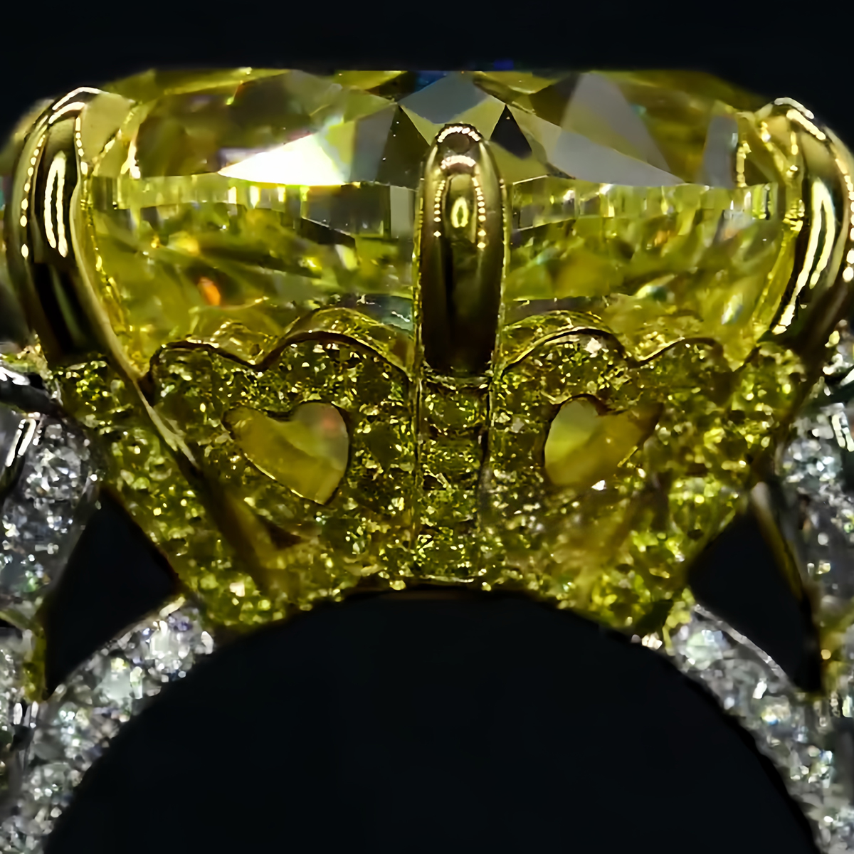 4ct Heart Cut Yellow Sapphire Full Diamond Ring