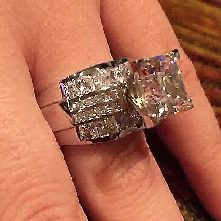 5ct Princess Cut White Sapphire Engagement Ring