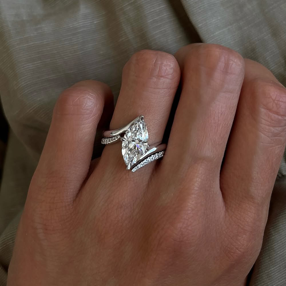 2ct Marquise Cut White Sapphire Stackable Engagement Ring