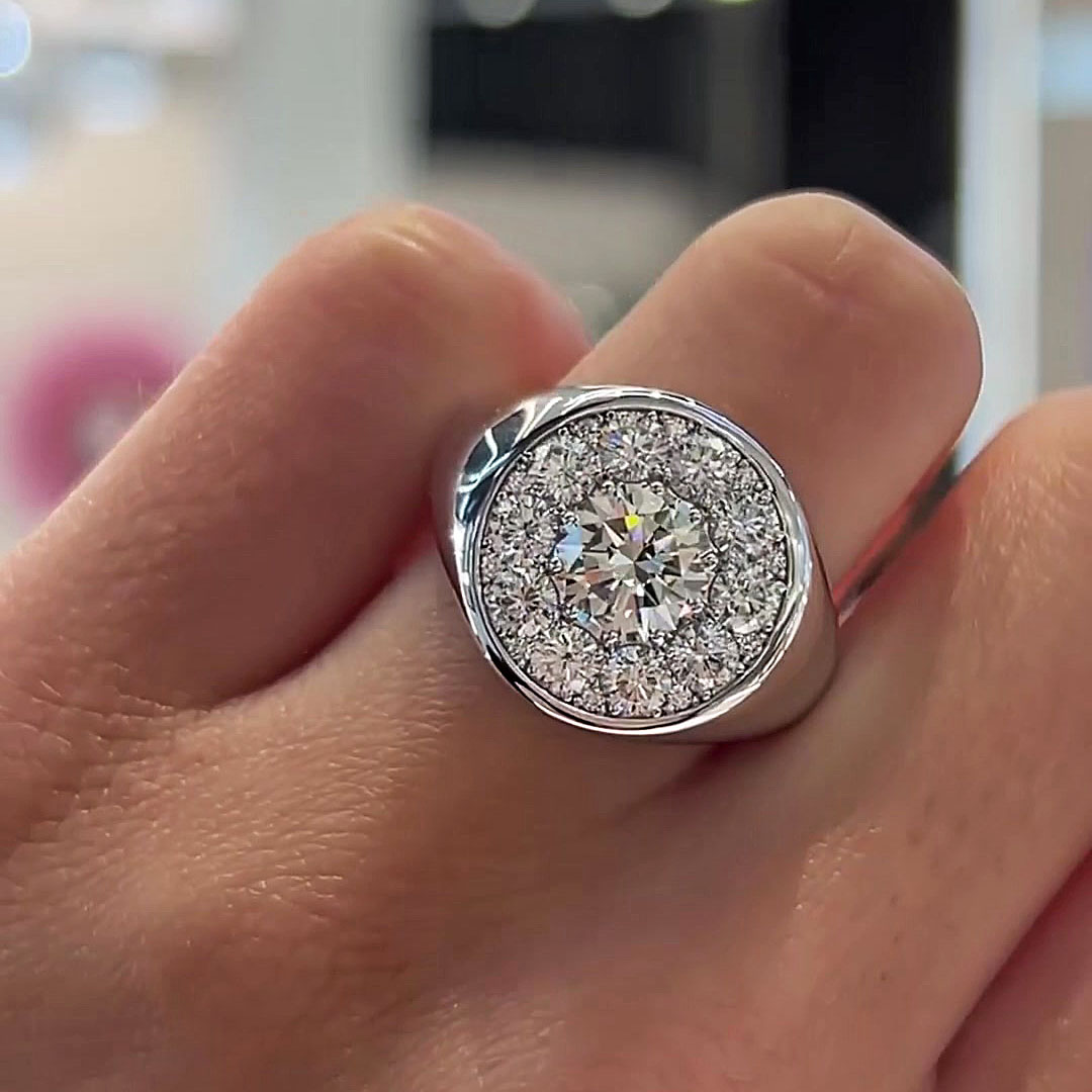 3ct Bezel Setting Polygonal Cut White Sapphire Engagement Ring