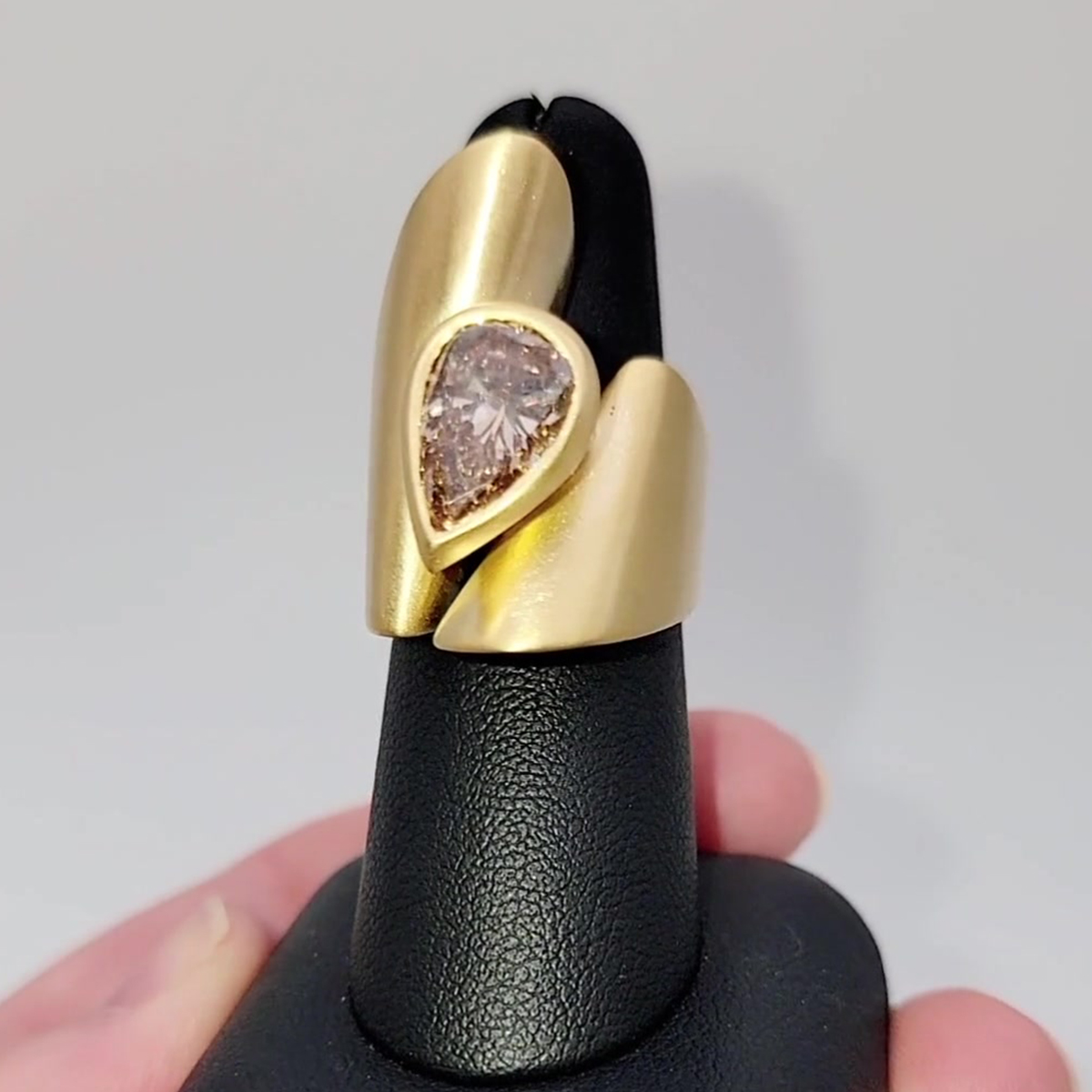 2ct Pear Cut Champagne Sapphire Unisex Band