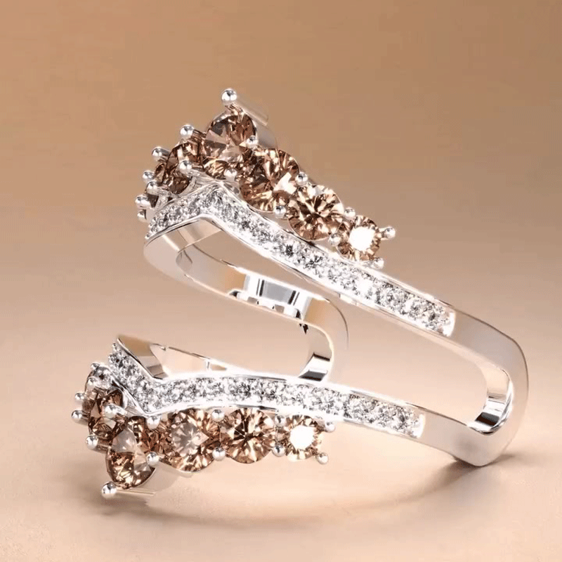 Dramatic Regal 3ct Round Cut Coffee Sapphire Wedding Sets/2 pcs