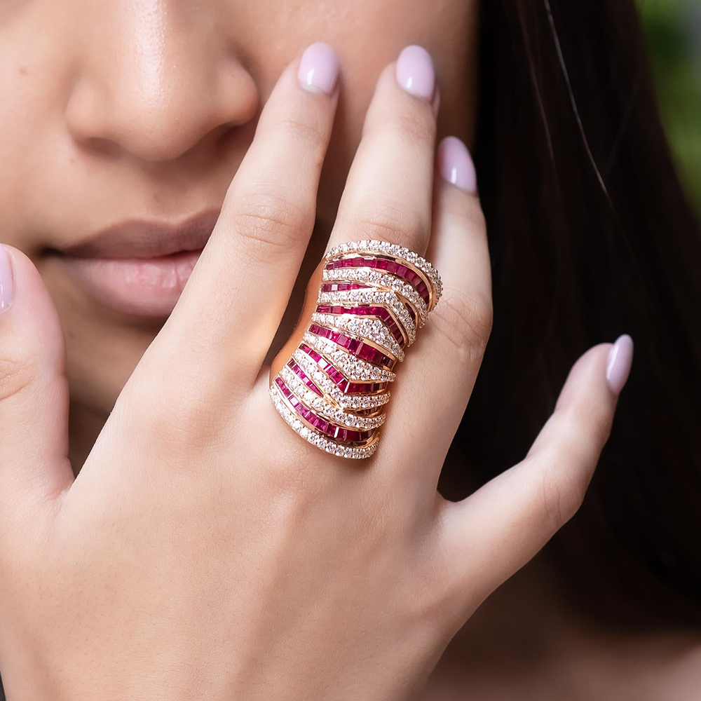 Magnificent 9.77ct Multi-cut Ruby Sapphire Cocktail Ring