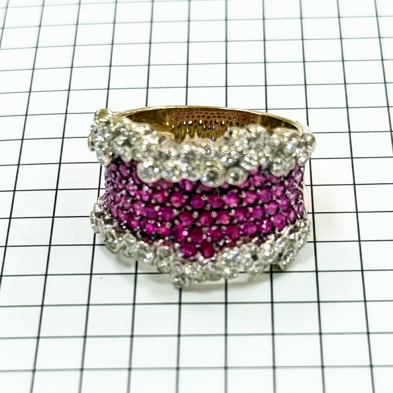 Two Tone 6.13ct Round Cut Rose&White Sapphire Wedding Band