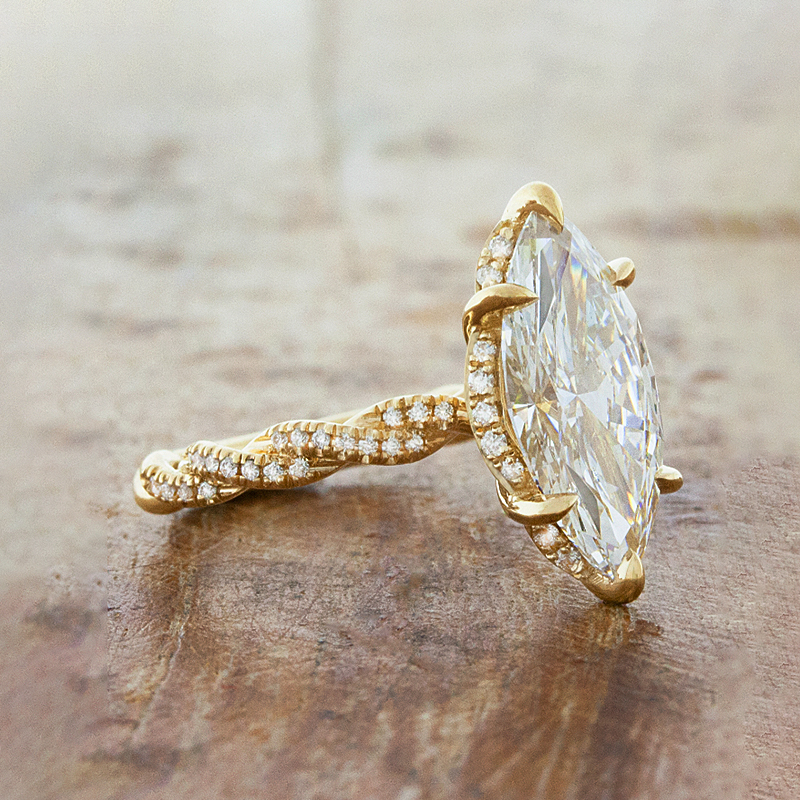 Under Halo 4ct Marquise Cut White Sapphire Engagement Ring