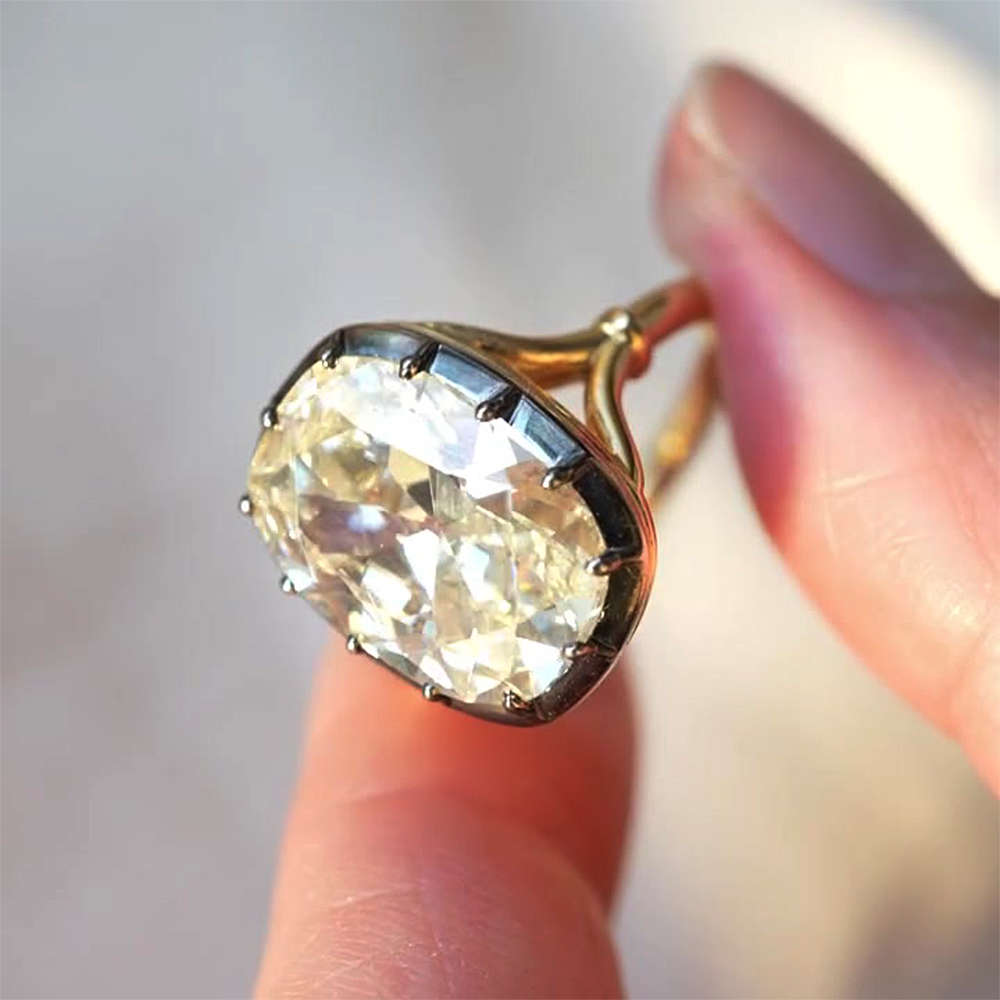 3ct Cushion Cut Yellow Sapphire Engagement Ring