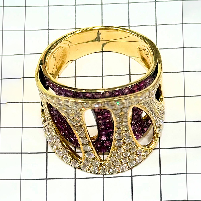 Double Layer Pear Hollow 1.8ct Ruby&White Sapphire Cocktail Ring