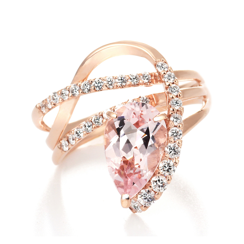 Romantic 3ct Pear Cut Pale Pink Morganite Ring