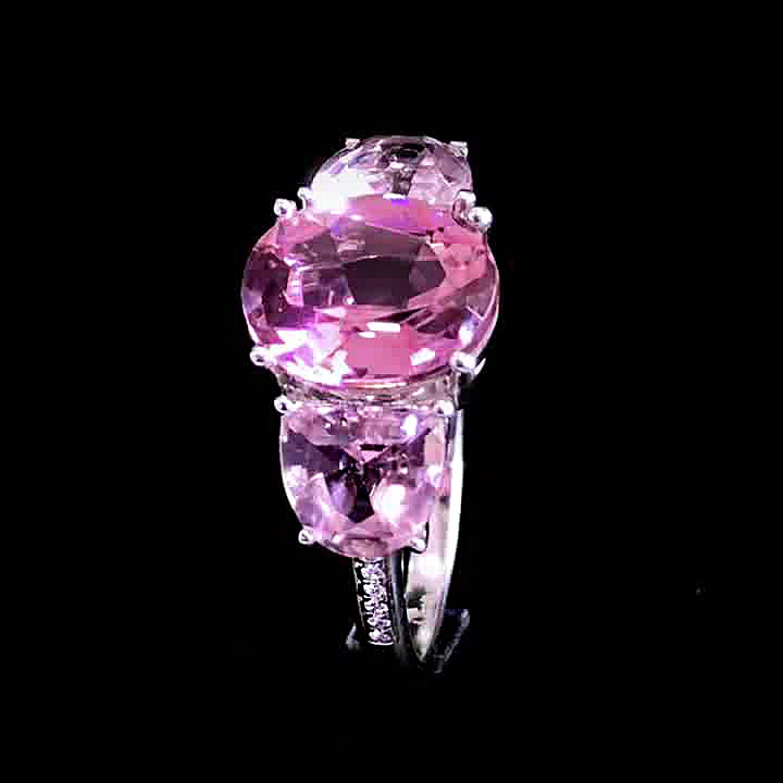 3ct Three-Stone Oval Cut Pink Sapphire Engagement Ring