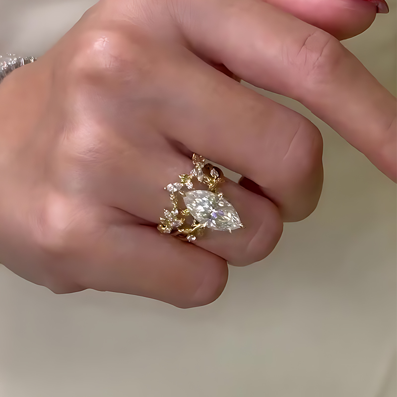 3ct Marquise Cut White Sapphire Wedding Set / 3pcs