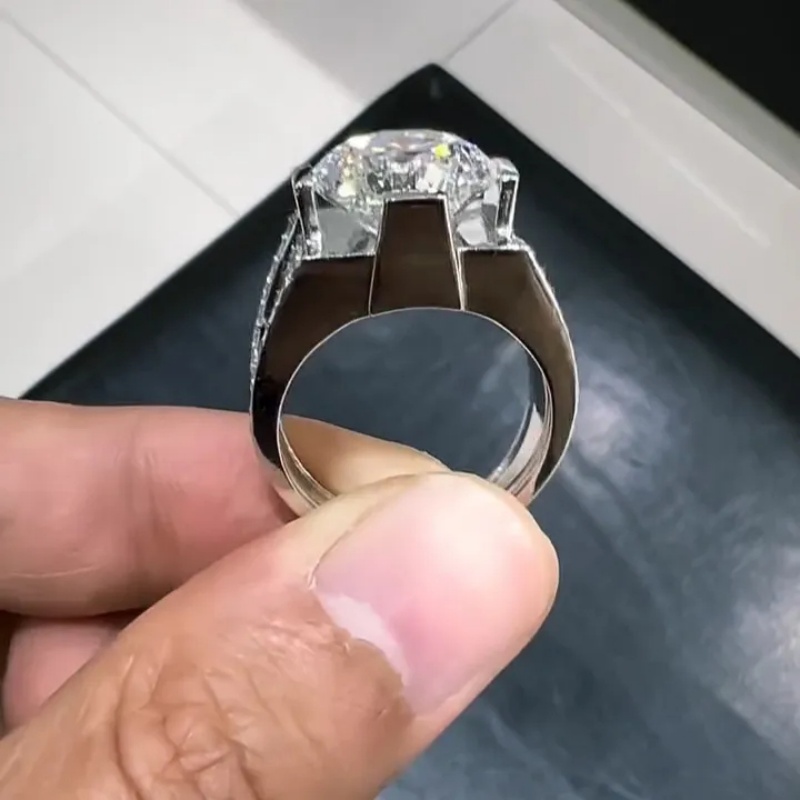 Classic 3.5ct Round Cut White Sapphire Men's Engagement Ring