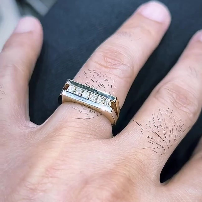 0.6ct Round Cut White Sapphire Double Band For Men