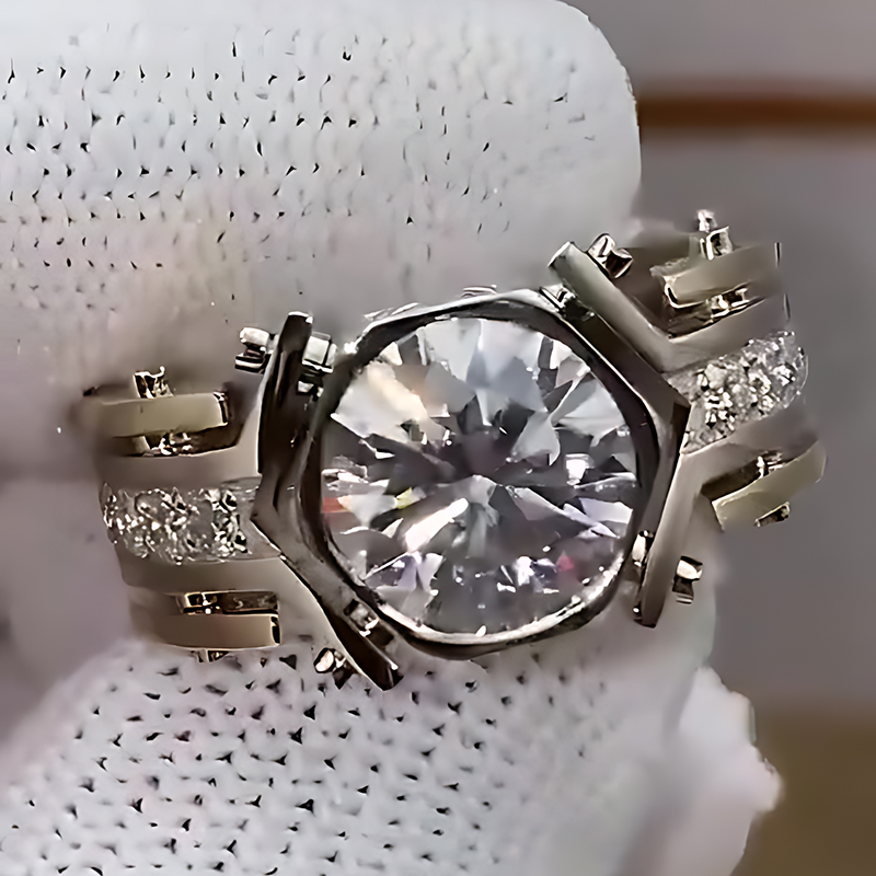 3ct Round Cut White Sapphire Men's Engagement Ring