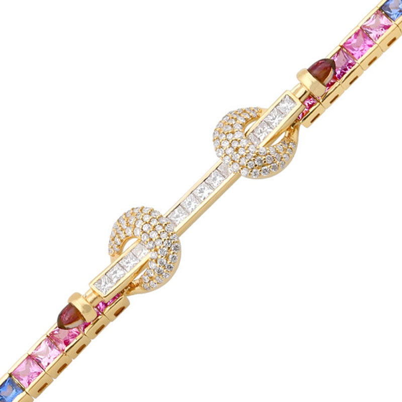 Princess Cut Rainbow Sapphire Tennis Bracelet