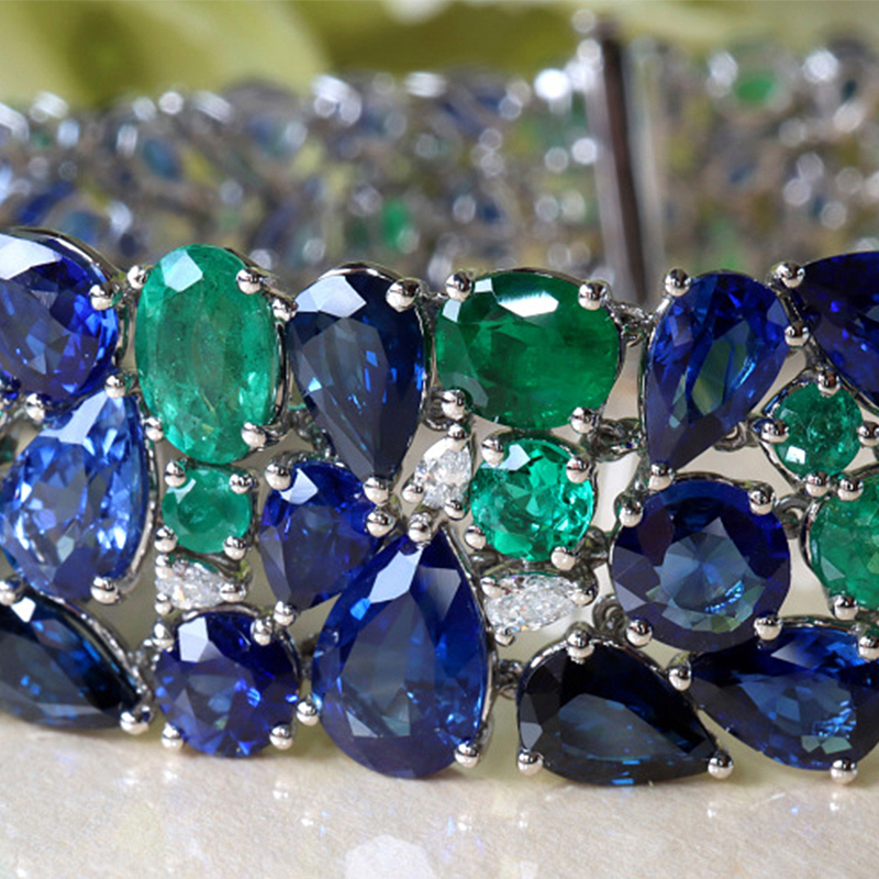 Two Tone Sapphire&Emerald Bracelet