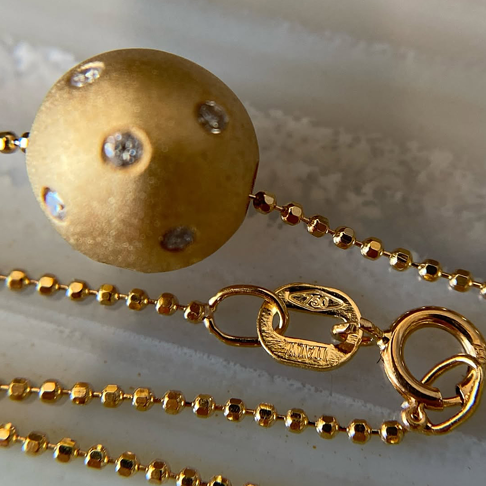 Round Cut White Sapphire Spherical Pendant Necklace