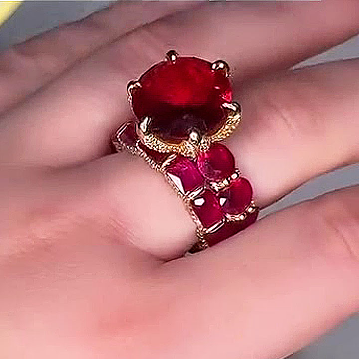 2ct Round Cut Ruby Sapphire Wedding Set