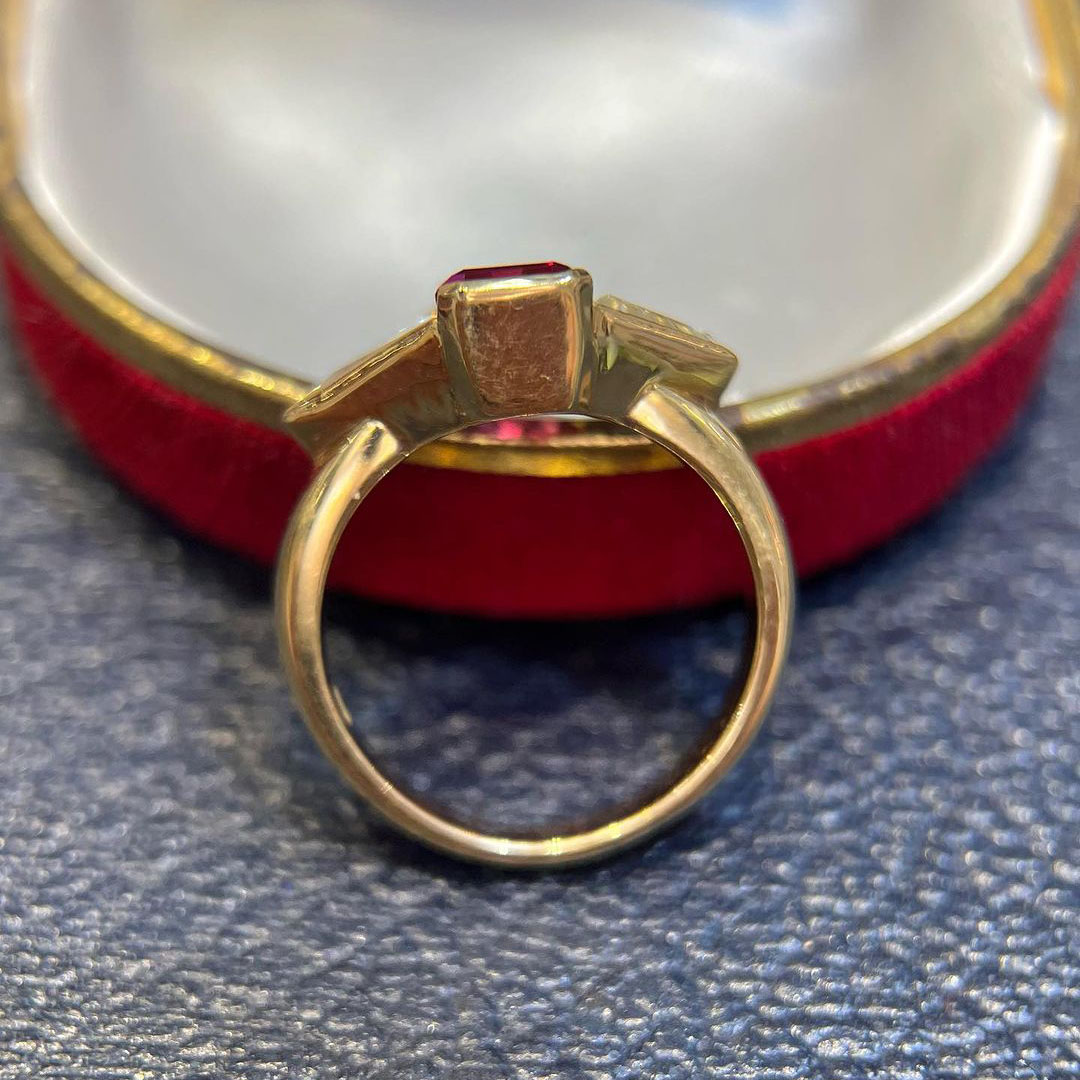 3ct Bezel Setting Radiant Cut Ruby Sapphire Engagement Ring