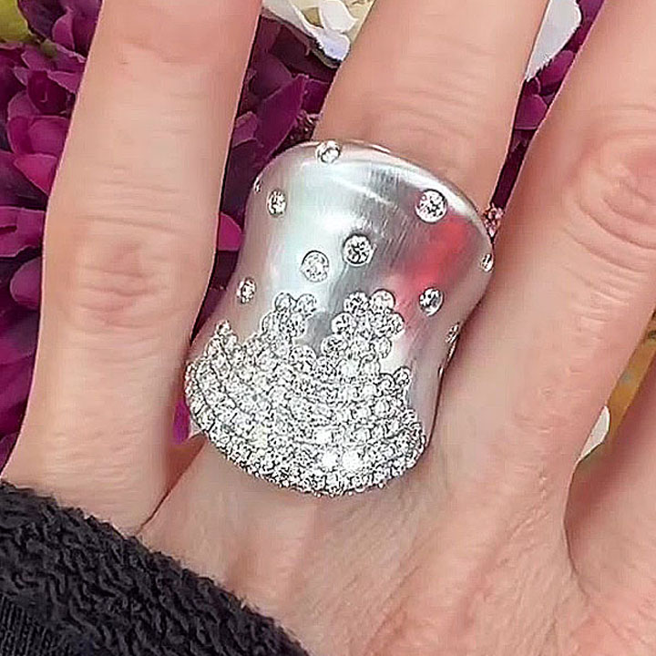 0.85ct Long Concave Round Cut White Sapphire Wedding Band