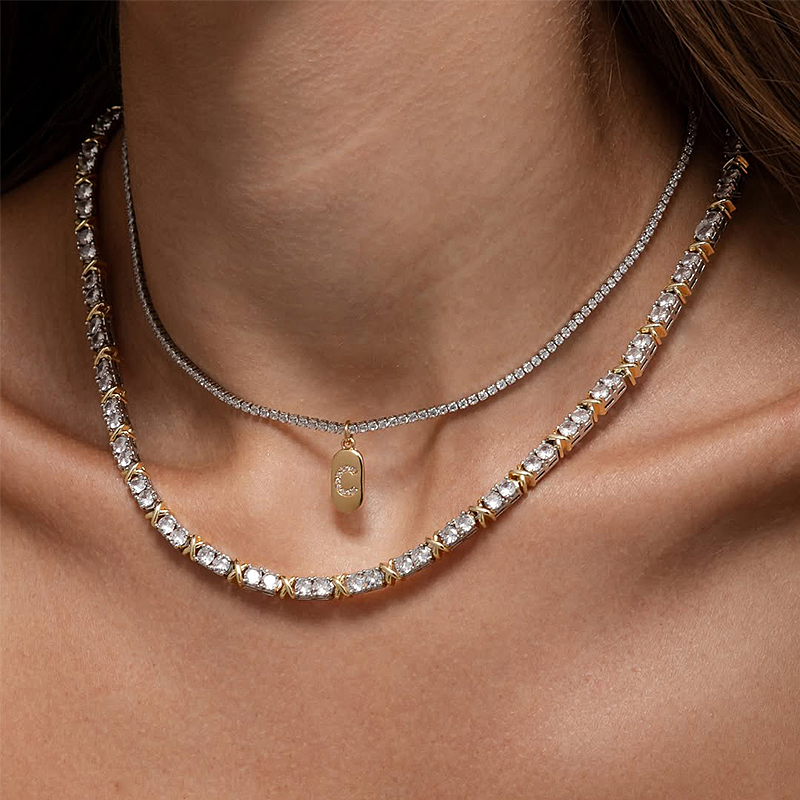 X Link Round Cut White Sapphire Necklace