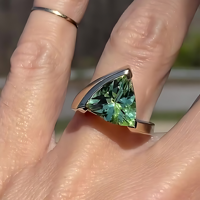 4ct Triangular Cut Aquamarine Sapphire Engagement Ring