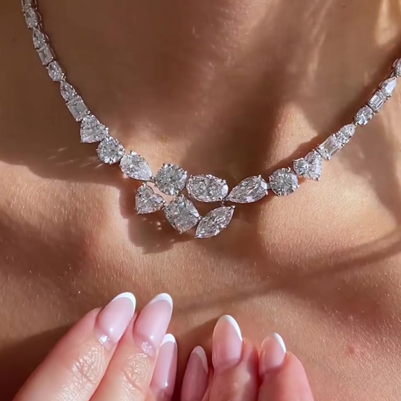 Multi Cut White Sapphire Tennis Necklace