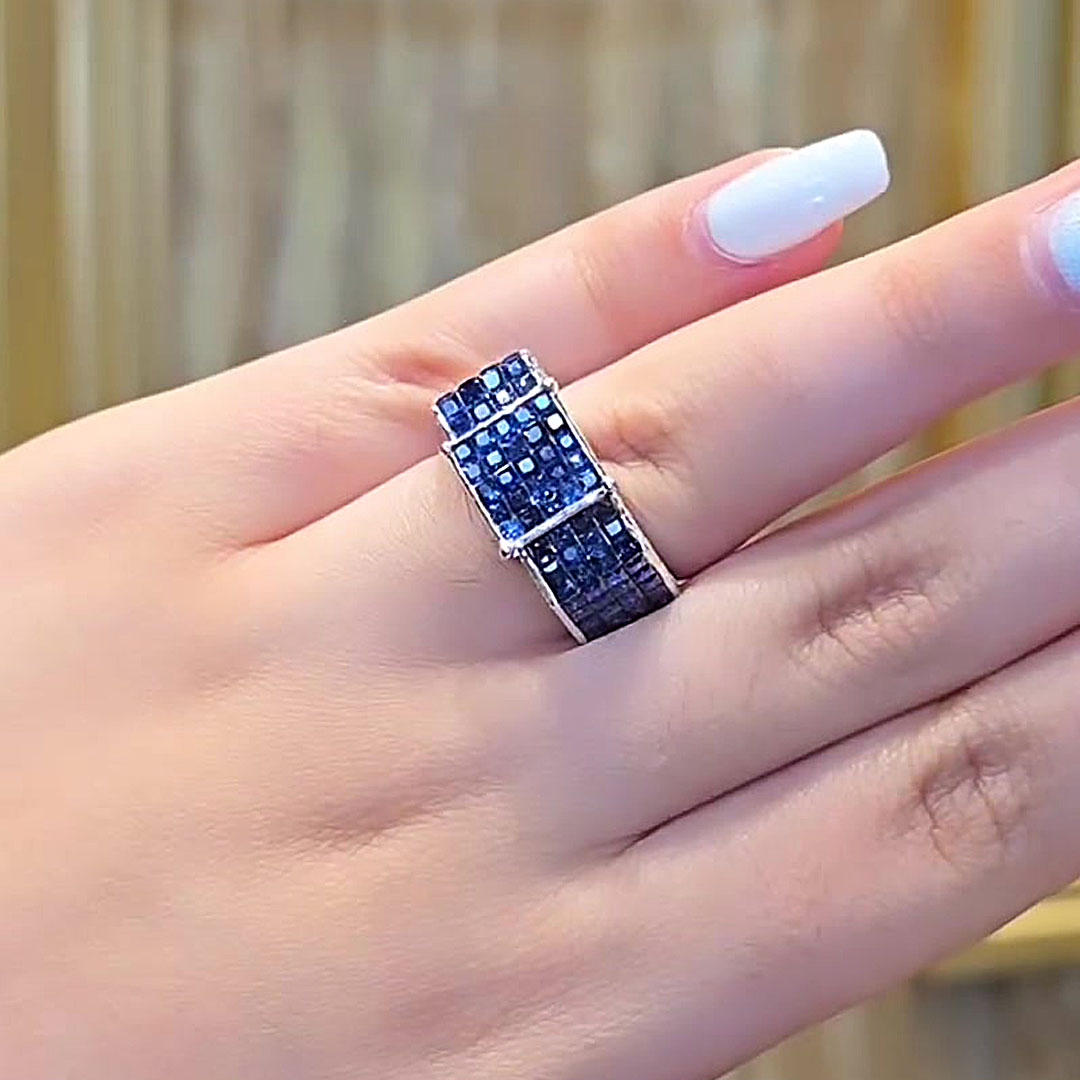 7.15ct Princess Cut Pink Sapphire Wedding Band