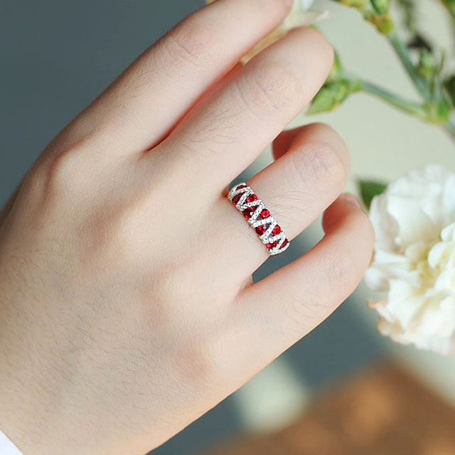 1.75ct Round Cut Ruby Sapphire Half Eternity Ring