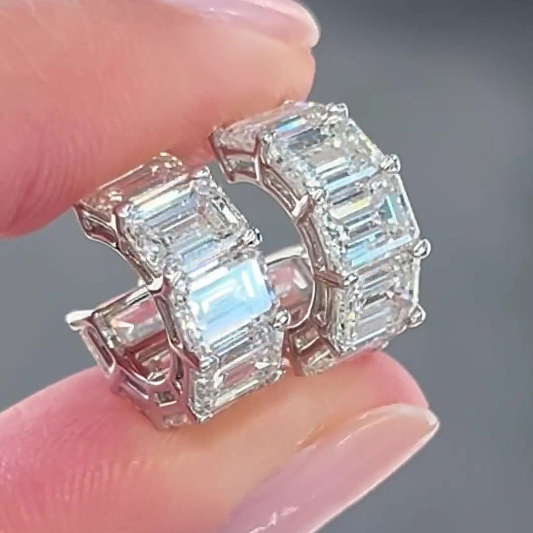 Emerald Cut White Sapphire Stud Earrings