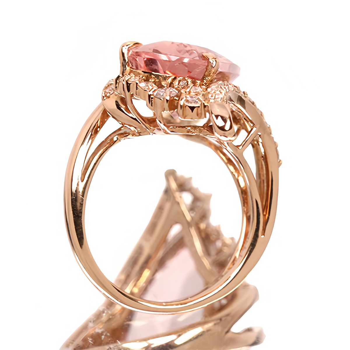 5ct Pear Cut Morganite Rose Gold Engagement Ring