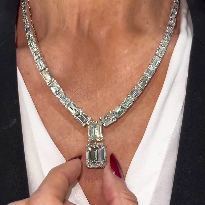 Stunning White Sapphire Pendant Necklace