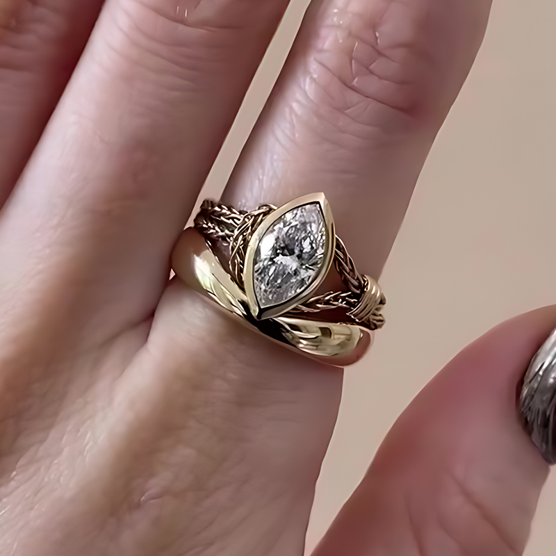 Vintage Marquise White Sapphire Ring Set (2 Pieces)