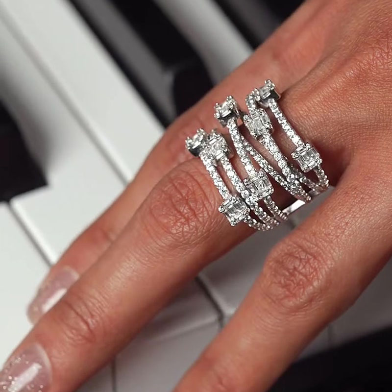 Vintage 2.25ct Multi-row White Sapphire Wedding Band