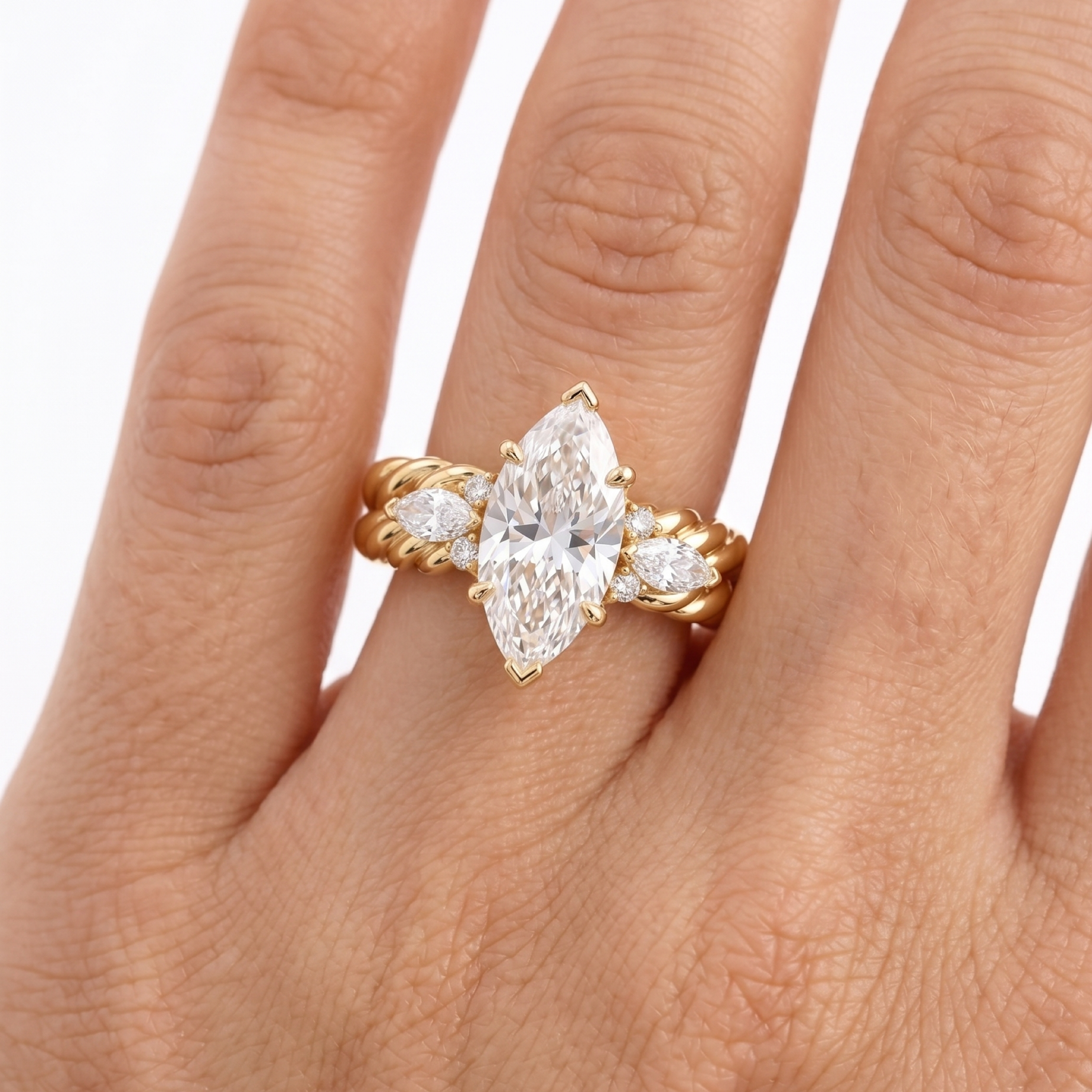 Original Design - 1.5ct Marquise Cut White Sapphire Engagement Ring