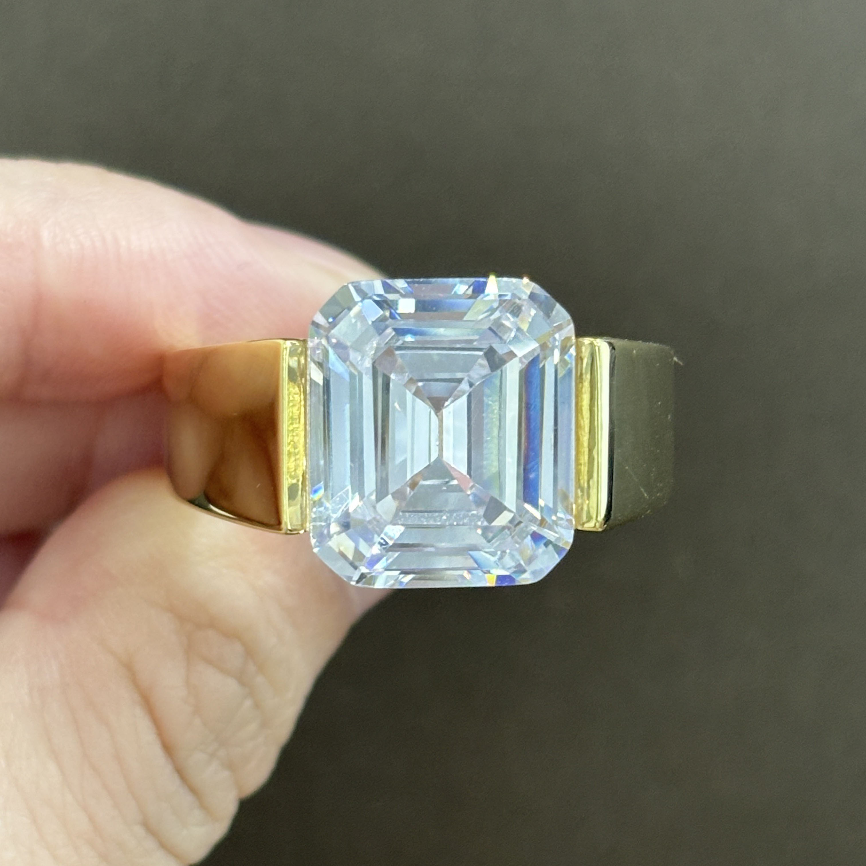 6ct Asscher Cut White Sapphire Engagement Ring for Men