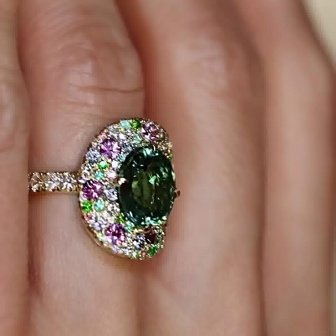 5ct Oval Cut Aquamarine Sapphire Cocktail Ring