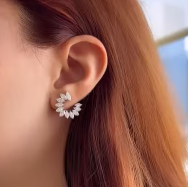 Marquise Cut White Gemstone Morden Earrings