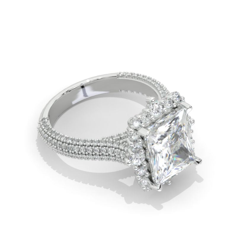 2ct Vintage Radiant Cut White Sapphire Engagement Ring