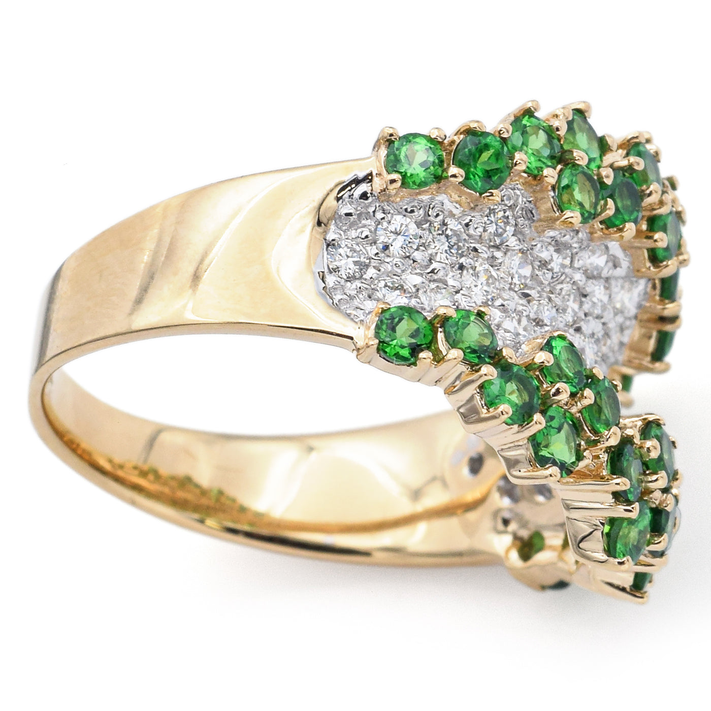 2.74ct Micro-pave Setting Emerald&White Sapphire Cocktail Ring