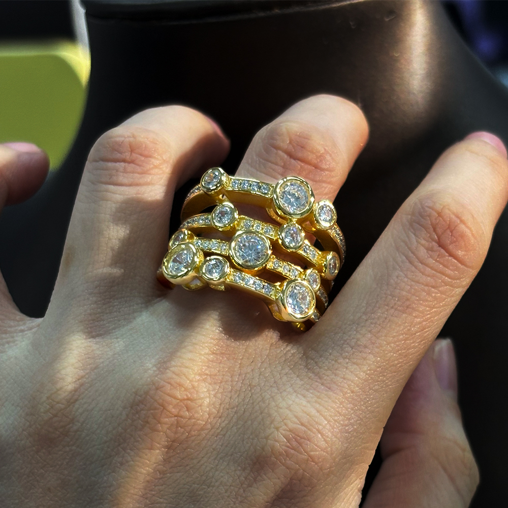 Multi Row 6.25ct Round Cut White Sapphire Wedding Band