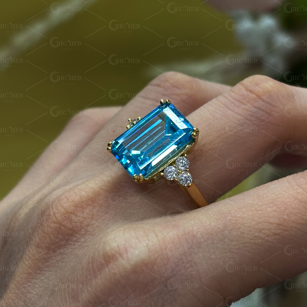 7ct Princess Diana Aquamarine Ring Meghan Markle Cocktail Ring