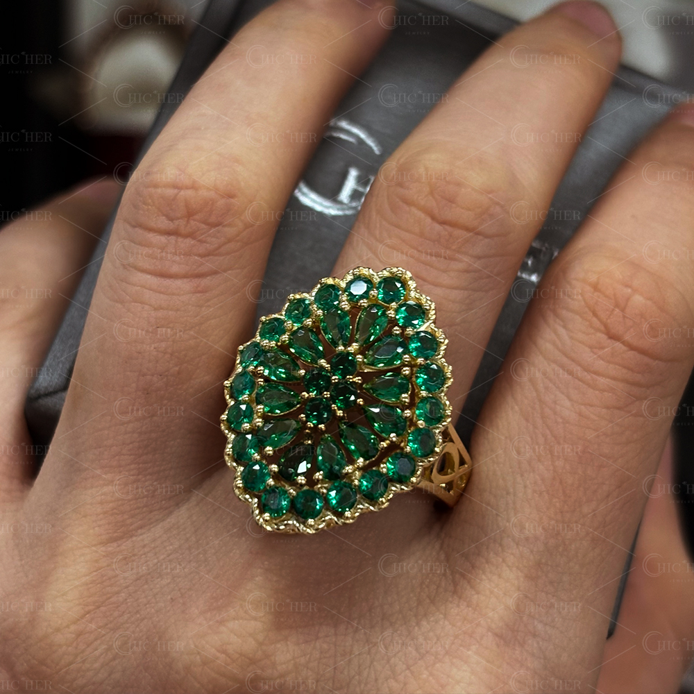 7.25ct Pear Cut Green Sapphire Ring