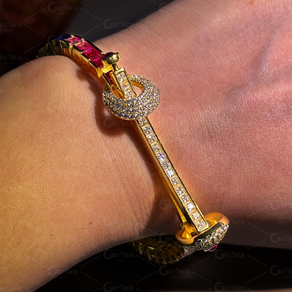 Princess Cut Rainbow Sapphire Tennis Bracelet