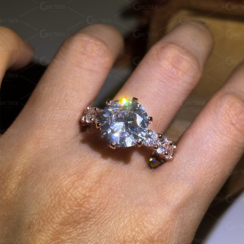 2ct Round Cut White Sapphire Engagement Ring