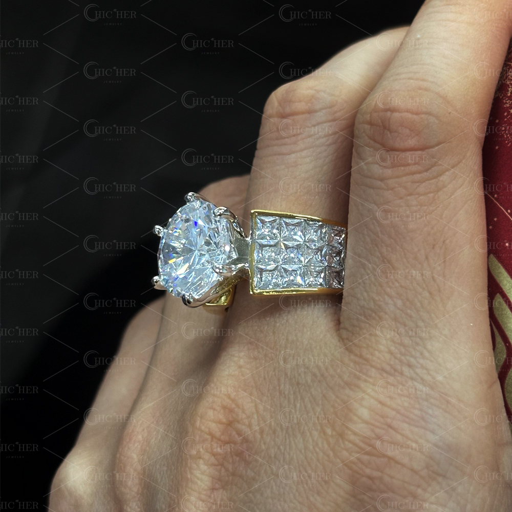 Invisible Setting 3ct Round Cut White Sapphire Engagement Ring